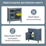 Bathroom Vanity With Sink Top, Flip Drawers, Adjustable Shelf