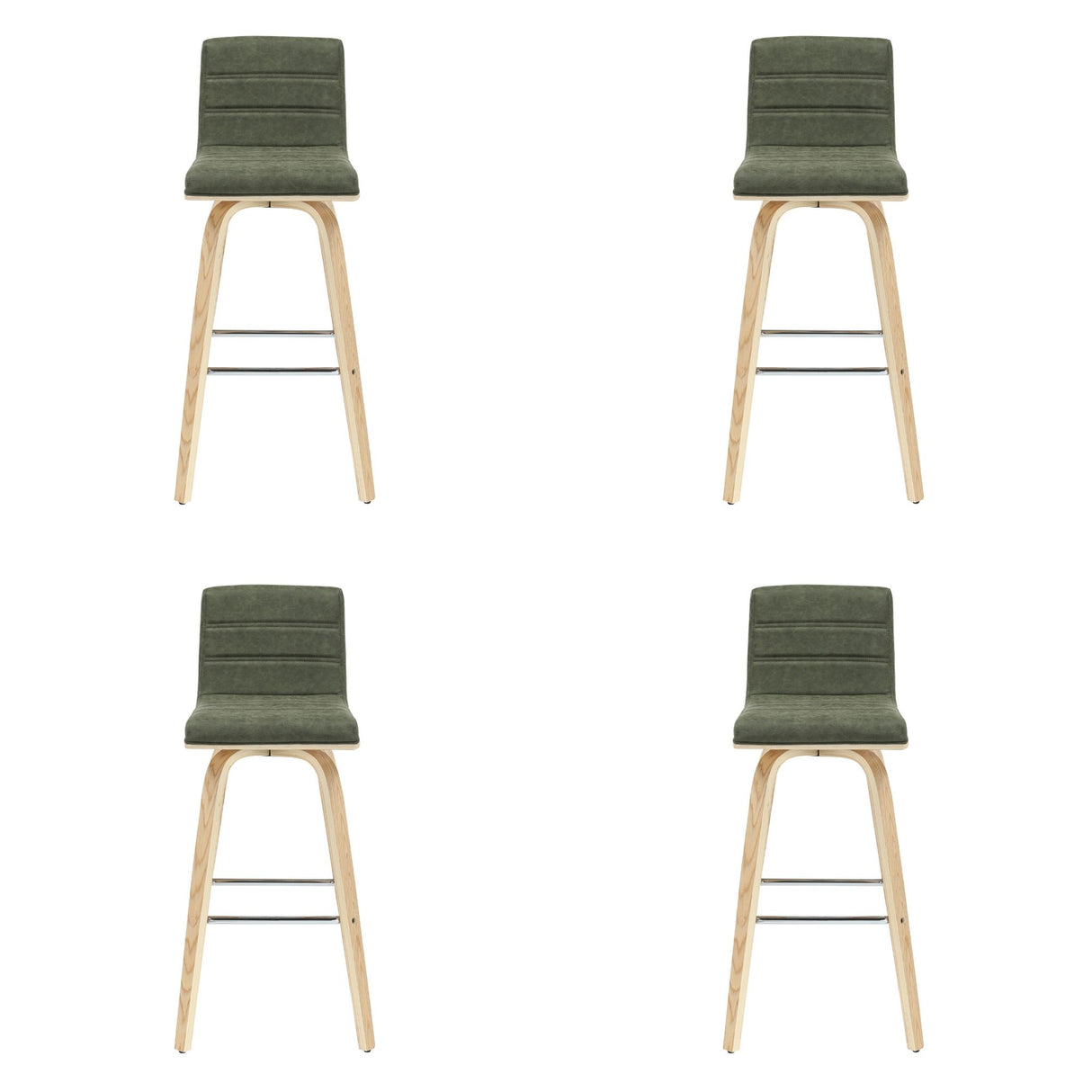 Vienna - 39.5" Swivel Bar Height Square Back Wood Bar Stool With Faux Leather Seat