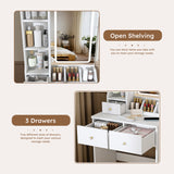 Modern Small Vanity Desk With 3 LED Lighting Modes, 3 Drawers