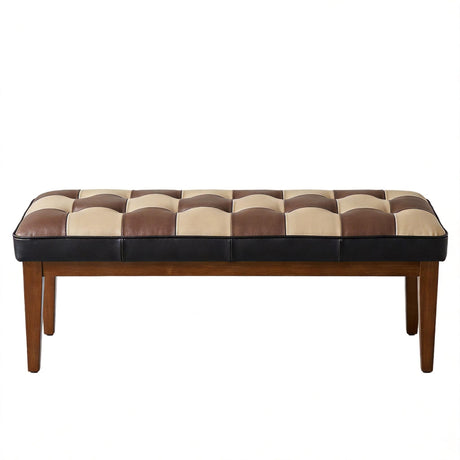 Checkered Bench For Entryway - Black / Brown / Cream