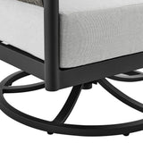Felicia - Outdoor Patio Swivel Rocking Chair - Black Aluminum And Gray Rope With Cushions