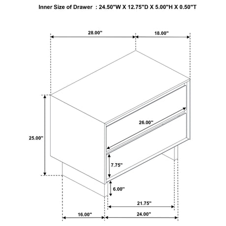 Hemlock - 2 Drawer Nightstand Bedside Table - Brown