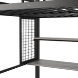 Metal Loft Bed With Wardrobe, Desk, Storage Shelves