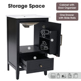Modern Bathroom Vanity With Sink, Cabinet Storage, Drawer & Adjustable Feet
