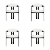 Jazmin - Curved Back Wood Dining Chair With Boucle Fabric Seat Set