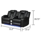 Benz - Power Reclining Loveseat & LED Lighting And Built In USB