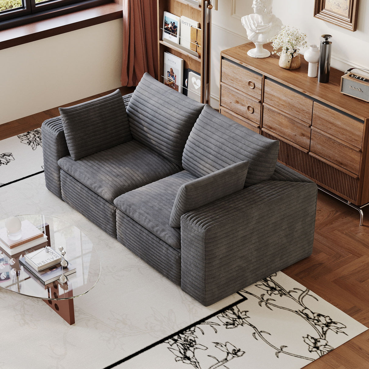 Cloud Sofa, Deep Seat Couches, Removable Cushion For Living Room - Dark Gray