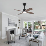42" Ceiling Fan With Light And Memory Function, DC Reversible Motor, 4 Blades