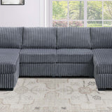 U-Shaped Sectional Set With Cushion Back Armless Chairs Right And Left Arm Chaise