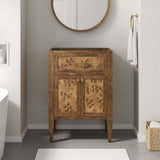 24" Brown Wood Bathroom Vanity Cabinet (Sink Basin Not Included) - Bathroom Fixtures - Alpine Outlets