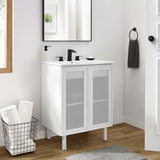 24" Perforated Metal Bathroom Vanity – White - Bathroom Fixtures - Alpine Outlets