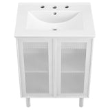24" Perforated Metal Bathroom Vanity – White - Bathroom Fixtures - Alpine Outlets