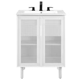 24" Perforated Metal Bathroom Vanity – White - Bathroom Fixtures - Alpine Outlets