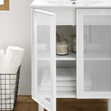 24" Perforated Metal Bathroom Vanity – White - Bathroom Fixtures - Alpine Outlets