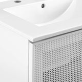 24" Perforated Metal Bathroom Vanity – White - Bathroom Fixtures - Alpine Outlets