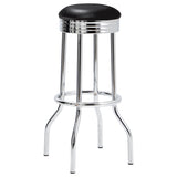 Retro Black Leatherette Swivel Bar Stools with Chrome Base, Set of 2