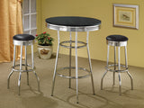 Retro Black Leatherette Swivel Bar Stools with Chrome Base, Set of 2