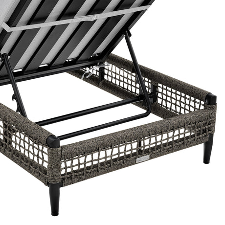 Alegria - Outdoor Patio Adjustable Chaise Lounge Chair In Aluminum With Gray Rope And Cushions