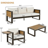 Large 4-Piece Aluminum Frame Outdoor Patio Furniture Set Beige Cushions