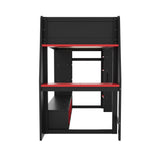 Gaming Loft Bed With Desk, Multi Storage Shelves, LED Lighting, And Hanging Clothes Rack