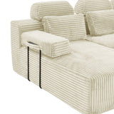 Sectional Sleeper Sofa & Storage Pockets, Modular Couch With Throw Pillows For Living Room