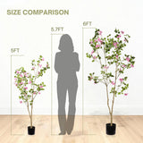72" Artificial Bougainvillea Tree with Black Plastic Pot