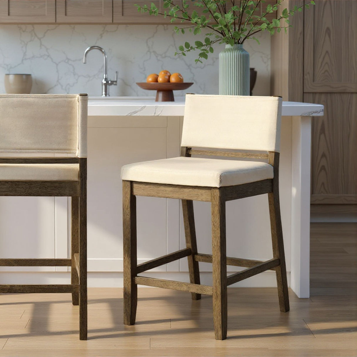 Yaneli - Contemporary Natural Wood Counter Height Kitchen Bar Stool