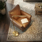 Verve Brassed Gold Floor Lamp with On/Off Switch Adjustable Led Round Base