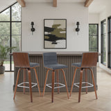 Vienna - Modern Swivel Bar Height Stool - Walnut Finished Wood Frame