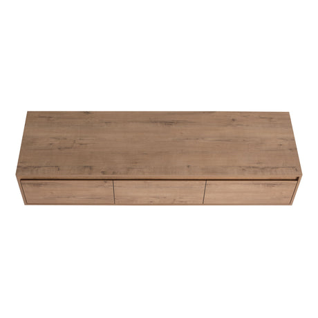 Modern Minimalist 60" Bathroom Cabinet With Soft Close Drawers And Floating Mounting Design - Imitative Oak