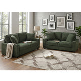 Sofa & Loveseat 2 Piece Set With Accent Pillows - Forest Green
