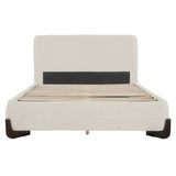 Queen Size Upholstered Bed With Slat Support - Beige