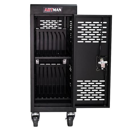 16 Bay Mobile School Charging Cart Station For book, Tablet And Laptop Computer With Power Strip Included