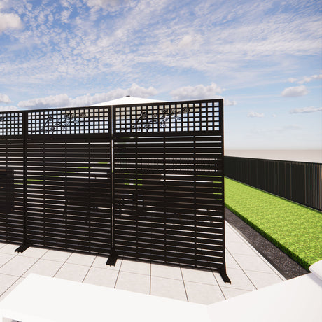 Outdoor / Indoor Divider With Freestanding Decorative Privacy Screen - Black