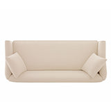 3 Seater Sofa With Wrap Around Armrests And Throw Pillows, For Living Room - Oatmeal