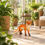 Realistic Red Fox Garden Statue, Wildlife Sculpture For Outdoor Decor - Brown