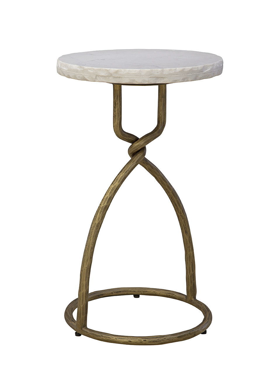 Kevin - Side Table - White / Gold