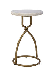Kevin - Side Table - White / Gold