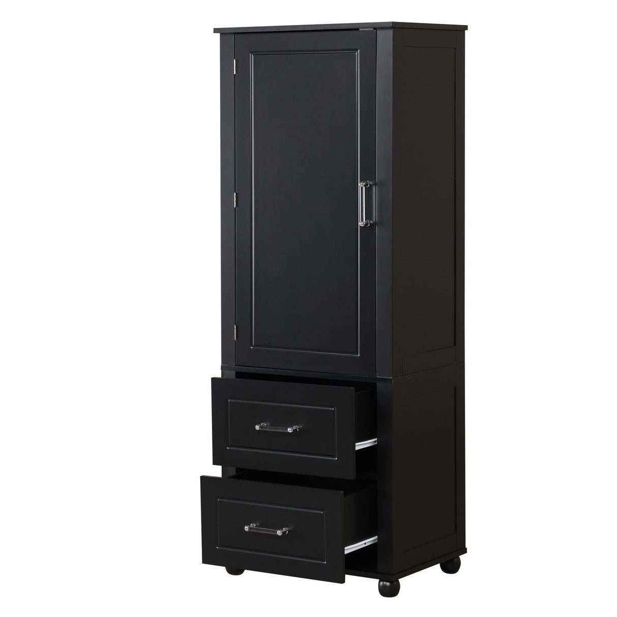 Tall Freestanding Bathroom Storage Cabinet With 2 Drawers And Adjustable Shelf