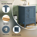 Modern Bathroom Vanity With Sink, Soft Close Drawers & Door, Storage Rack