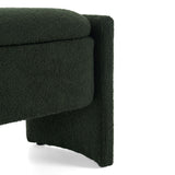 Elegant Long Shaped Storage Ottoman Bench, Boucle Material, Simple And Grand Design - Dark Green
