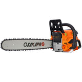 62Cc Gas Powered Chainsaw 22" 2 Cycle Petrol Handheld Chain Saw Epa Compliant For Wood Cutting Aluminium - Orange