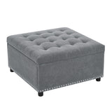 Square Tufted Storage Ottoman With Nailhead Trim