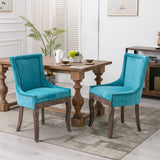 Ultra Side Dining Chair,Thickened Fabric Chairs With Neutrally Toned Solid Wood Legs, Bronze Nail Head (Set of 2) - Chair Sets - Alpine Outlets