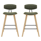 Fox - Counter Height Curved Back Wood Bar Stool With Faux Leather Seat
