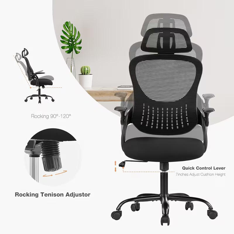 SMUG Office Chair Ergonomic Office Chair High Back Mesh Computer Chair with Adjustable Headrest
