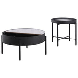 Rafael - 2 Piece Coffee Table Set With Sliding Storage - Tan / Black