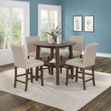 Hargrove - 5 Piece Set (42" Round Counter Table & 4 Chairs) - Brown / Beige