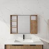 39.4" Wall Mounted Bathroom Cabinet With Storage And - Imitative Oak