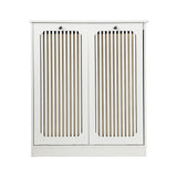 Louvered Flip Top Laundry Cabinet With Dual Fabric Baskets - White